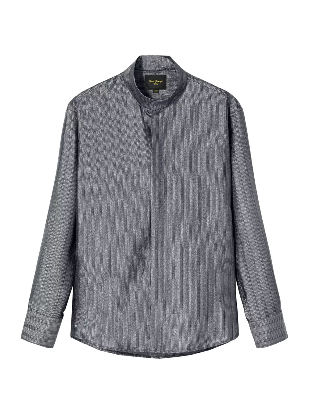 ZARA Bobby Gillespie sparkly yarn Mandarin-Collar Shirt Festival XS GRAY New